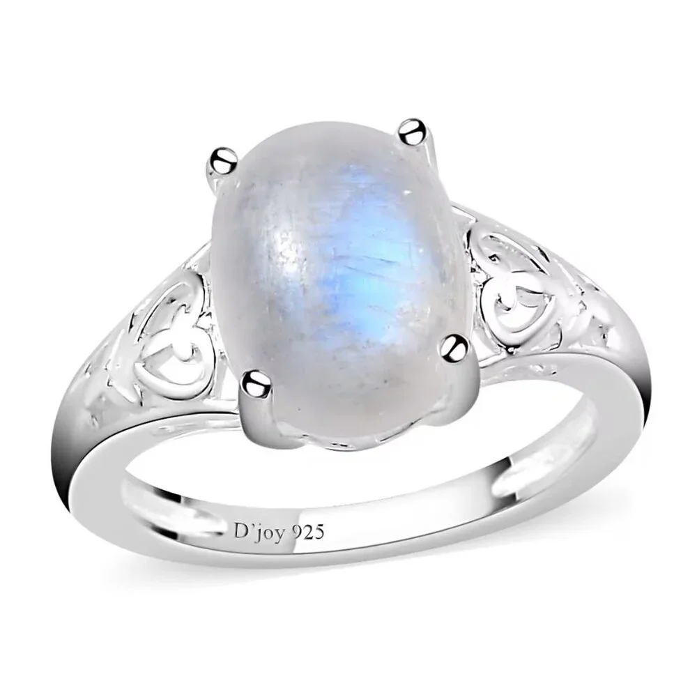 NWT Kuisa Rainbow Moonstone Solitaire‎ Ring in Sterling Silver 3.10 ctw